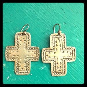 Vintage silver cross earrings